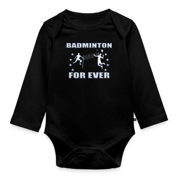 Badminton Geschenkidee Sport Design - Baby Bio-Langarm-Body - Schwarz - Vorne