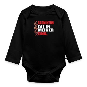 Badminton Geschenkidee Sport Design - Baby Bio-Langarm-Body - Schwarz - Vorne