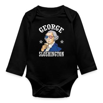 George Sloshington Drink 4. Juli - Baby Bio-Langarm-Body - Schwarz - Vorne