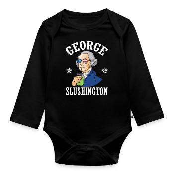 George Slushington Smoothie July 4 - Organic Longsleeve Baby Bodysuit - black - Front