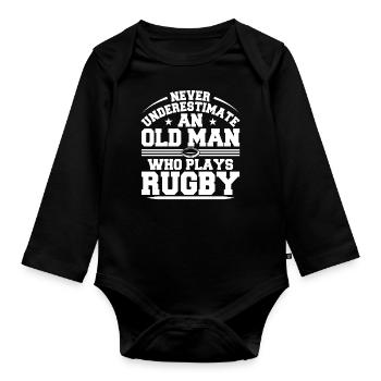 Rugby Player Rugbyball Team Game Club - Organic Longsleeve Baby Bodysuit - black - Front