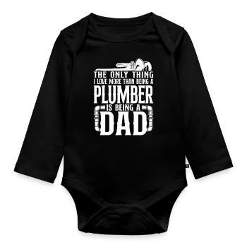 Plumbing Plumber Dad Vintage The - Organic Longsleeve Baby Bodysuit - black - Front