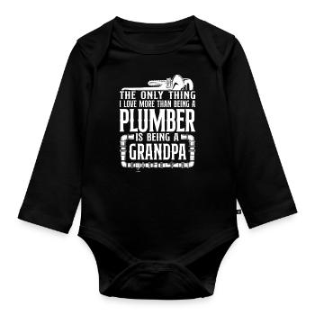 Plumbing Plumber Grandpa Vintage - Baby Bio-Langarm-Body - Schwarz - Vorne