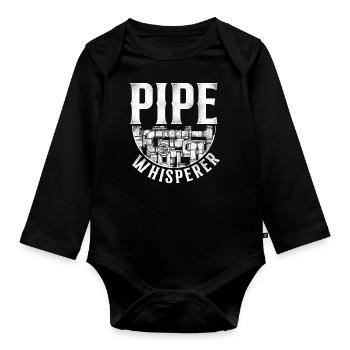 Plumbing Plumber Vintage Pipe - Baby Bio-Langarm-Body - Schwarz - Vorne