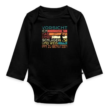 Badminton Geschenkidee Sport Design - Baby Bio-Langarm-Body - Schwarz - Vorne