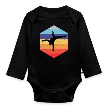 Breakdance Bgirl Bboy Break Dance pour hommes - Body Bébé bio manches longues - noir - Devant