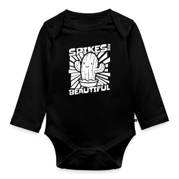 Cactus Garden Cactus - Organic Longsleeve Baby Bodysuit - black - Front