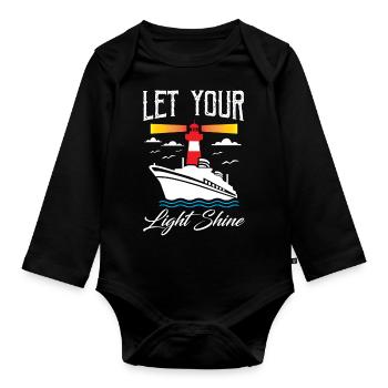 Let Your Light Shine Lighthouse - Baby Bio-Langarm-Body - Schwarz - Vorne