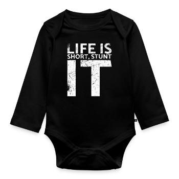Life Is Short Stunt It Design Für Oldtimer-fans - Baby Bio-Langarm-Body - Schwarz - Vorne
