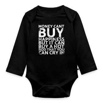 Geld Kann Glück Nicht Kaufen, Aber Es Kann Kaufen - Baby Bio-Langarm-Body - Schwarz - Vorne