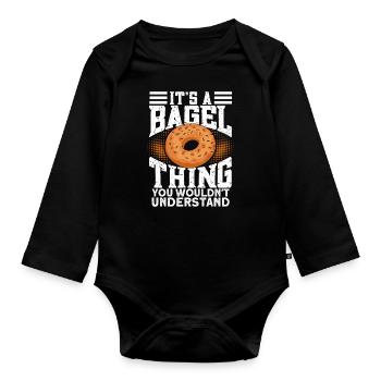 Bagel Gift Funny - Organic Longsleeve Baby Bodysuit - black - Front