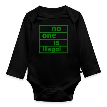 No one is illegal - Organic Longsleeve Baby Bodysuit - black - Front