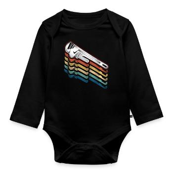 Plumbing Plumber Pipe Wrench - Organic Longsleeve Baby Bodysuit - black - Front