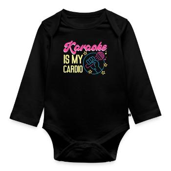 Karaoke Singer 80s Retro Karaoke - Baby Bio-Langarm-Body - Schwarz - Vorne