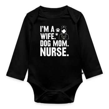 Femme propriétaire de chien infirmière médecine - Body Bébé bio manches longues - noir - Devant
