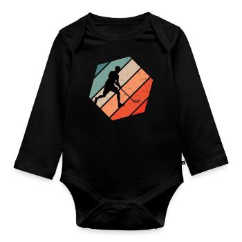 Men's Floorball Women's Indoor Bandy Floorball - Organic Longsleeve Baby Bodysuit - black - Front