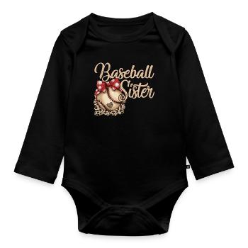 Girls Schwester Softball Frauen Baseball Sister - Baby Bio-Langarm-Body - Schwarz - Vorne