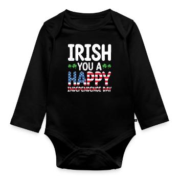 Irish You A Happy Independence Day American - Organic Longsleeve Baby Bodysuit - black - Front