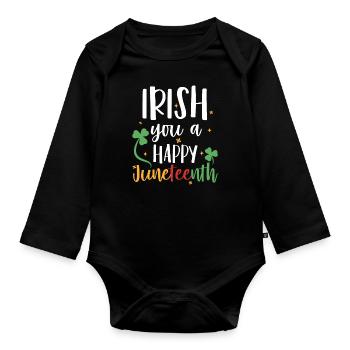 Irish You A Happy Juneteenth Holiday Green - Body Bébé bio manches longues - noir - Devant