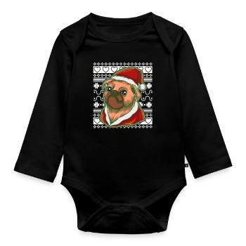 Pull de Noël moche Tshirt Carlin de Noël - Body Bébé bio manches longues - noir - Devant