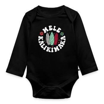 Mele Kalikimaka Christmas In Hawaii Hawaiian - Organic Longsleeve Baby Bodysuit - black - Front