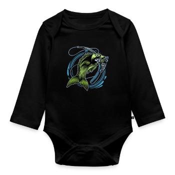Angling - Organic Longsleeve Baby Bodysuit - black - Front