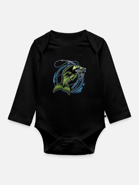 Angeln - Baby Bio-Langarm-Body - Schwarz