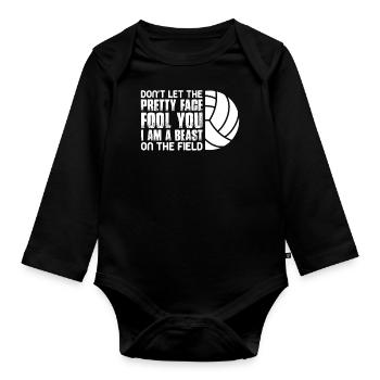 Volleyball Volley Aufschlag Volleyballspieler - Baby Bio-Langarm-Body - Schwarz - Vorne