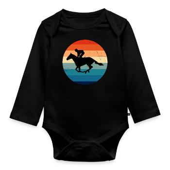 Saut d’obstacles Équitation Chasse équestre - Body Bébé bio manches longues - noir - Devant