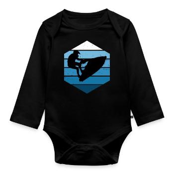 Jetskiing Women Jet Ski Riding Jet Ski Water Sports - Organic Longsleeve Baby Bodysuit - black - Front