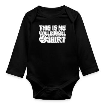 Volleyball Volley Aufschlag Volleyballspieler - Baby Bio-Langarm-Body - Schwarz - Vorne