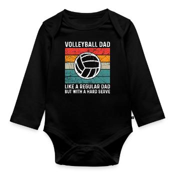 Volleyball Père Volleyball Drôle Père - Body Bébé bio manches longues - noir - Devant