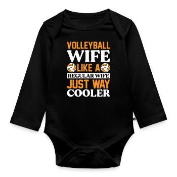 Volleyball player Volleyball player Wife - Organic Longsleeve Baby Bodysuit - black - Front