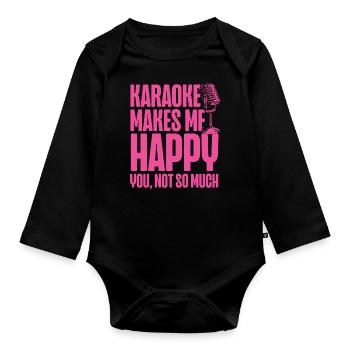 Karaoke Singer 80s Retro Karaoke - Baby Bio-Langarm-Body - Schwarz - Vorne