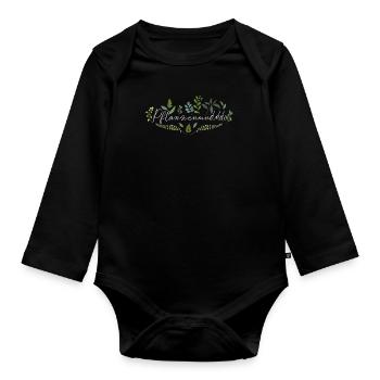 Pflanzenmudddi Pflanzenmama Plant Lady - Baby Bio-Langarm-Body - Schwarz - Vorne