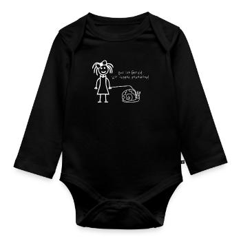 Snail Sport that's Gerda We jog together - Organic Longsleeve Baby Bodysuit - black - Front