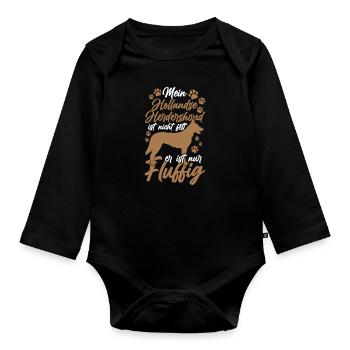 Mein Hollandse Herdershond ist nicht fett - Baby Bio-Langarm-Body - Schwarz - Vorne