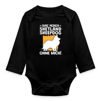Ohne meinen Shetland Sheepdog ohne mich - Baby Bio-Langarm-Body - Schwarz - Vorne
