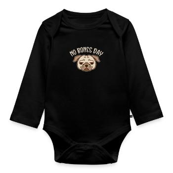 Mops Hund Hundefreund Haustier Möpse Pug Geschenk - Baby Bio-Langarm-Body - Schwarz - Vorne