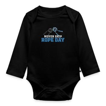 Never Skip Rope Day Lustiges Springseil Springseil - Baby Bio-Langarm-Body - Schwarz - Vorne