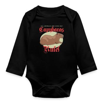 Capybara Capybaras Capybaras Capybara Cadeau - Body Bébé bio manches longues - noir - Devant