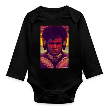 Ludwig van Beethoven DJ Headphones Music Party - Organic Longsleeve Baby Bodysuit - black - Front