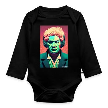 Ludwig van Beethoven DJ Headphones Music Party - Organic Longsleeve Baby Bodysuit - black - Front