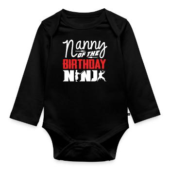 Birthday of the Ninja, Ninja, - Organic Longsleeve Baby Bodysuit - black - Front