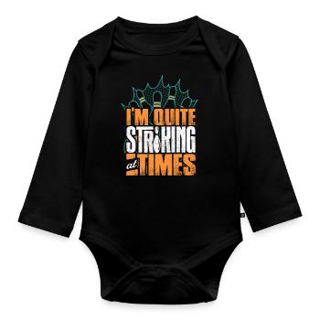 Bowling Player Gift, Bowler - Organic Longsleeve Baby Bodysuit - black - Front