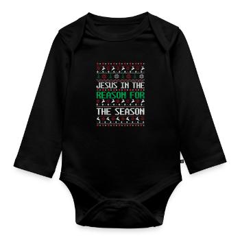 Christmas Reindeer Snow - Ugly Christmas - Organic Longsleeve Baby Bodysuit - black - Front