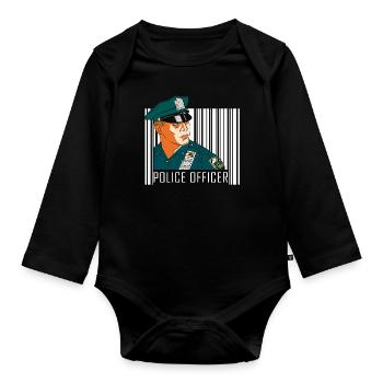 Policier Uniforme de scène de crime - Body Bébé bio manches longues - noir - Devant
