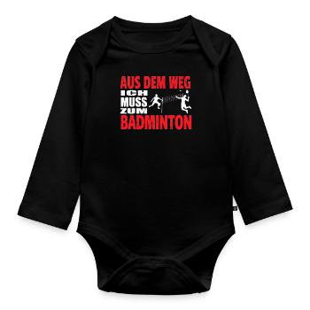 Badminton Geschenkidee Sport Design - Baby Bio-Langarm-Body - Schwarz - Vorne