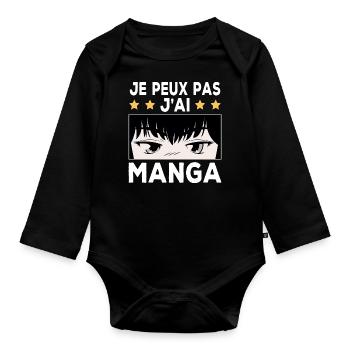 Ich kann keinen Manga haben - Baby Bio-Langarm-Body - Schwarz - Vorne