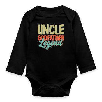 Godfather Godchild Gift Godfather Godfather Uncle - Organic Longsleeve Baby Bodysuit - black - Front